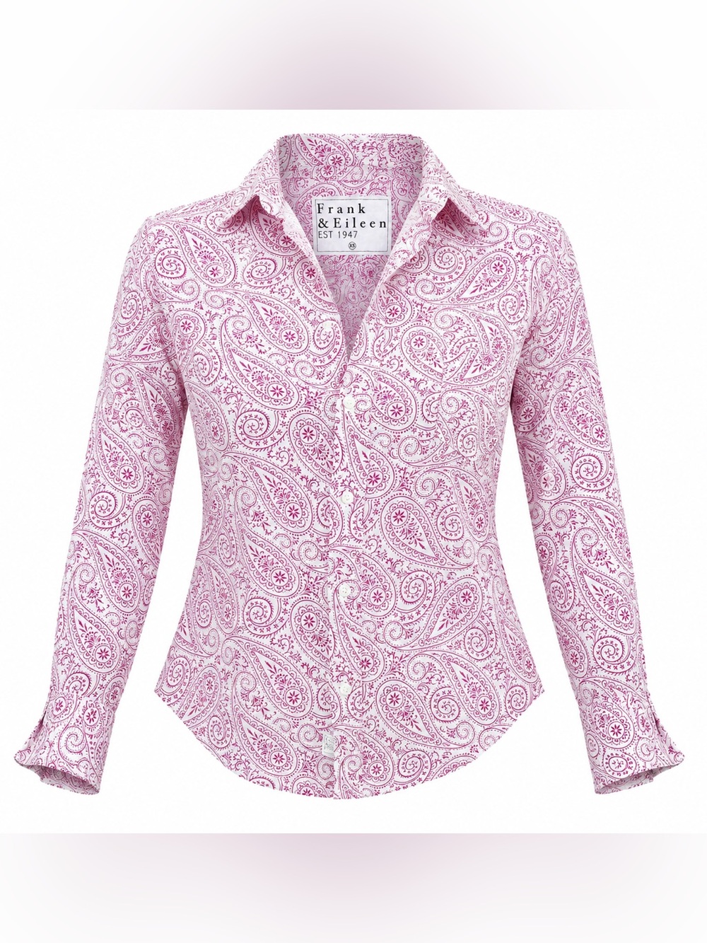 Frank & Eileen Barry Pink Paisley Linen Button Down XS